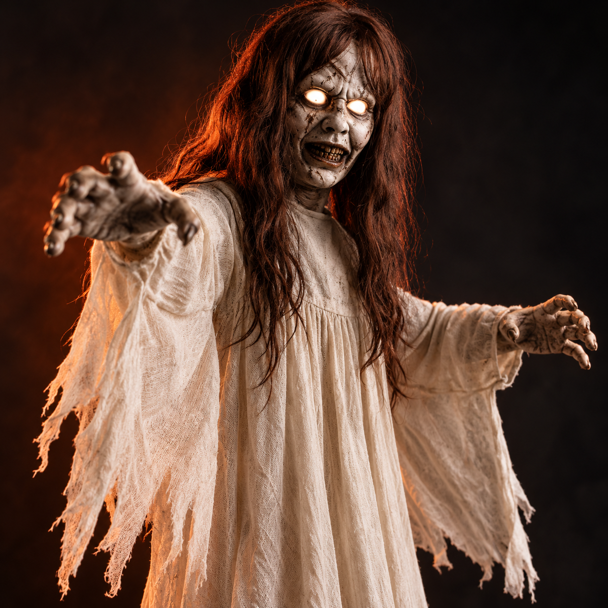Close-up of the ghost face and fabric